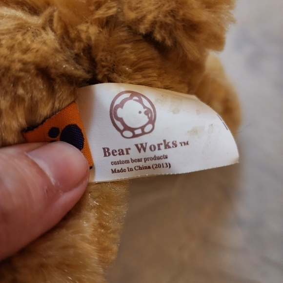 Bear Works Brown Teddy Plush Stuffed Animal Hidden Pocket in Back Cute Soft Toy - Picture 8 of 10